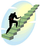 Picture of a person climbing a set of stairs